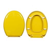 Abattant WC Forme O, 44x36CM, Jaune Cuvette Toilette avec Frein de Chute, Lunette WC avec Fermeture en Douceur, Lunette de Toilette libération rapide, montage supérieur