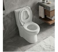 Abattant WC Forme O, Clipsable, Universel, avec Réducteur Enfant, Poignée, Frein de Chute, Uréa-duroplast, Blanc