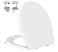 Abattant WC Forme O, YEAUPE PRO Abattant WC avec Frein de Chute, Lunette WC avec Fermeture en Douceur, Lunette de Toilette Universelle Charnière, antibactérienne, Blanche, 44,6 * 37,2CM