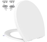 Abattant WC Forme O, YEAUPE PRO Abattant WC avec Frein de Chute, Lunette WC avec Fermeture en Douceur, Lunette de Toilette Universelle et Charnière Réglable, Blanche, 44,6 * 37,2CM