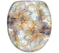 Sanilo Abattant WC frein de chute, Grande sélection de lunettes de toilette avec abaissement automatique, Fixation facile (Marbre brun)