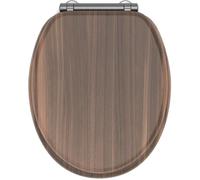Gelco Design Abattant WC Walnut Noyer MDF FSC – Frein de chute, charnières métal graphite brossé