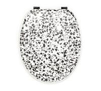 Abattant wc granito mdf blanc/noir charnières métal noir