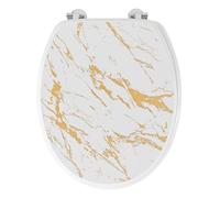 Abattant WC Imprimé ""Aquamarbre"" 47cm Blanc & Or