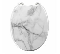 Douceur d'Intérieur, Abattant WC à Charnières Métal (37 x 47 cm) Marbre Gris, MDF Imprimé