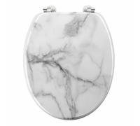 Douceur d'Intérieur – Abattant WC – Marbre gris MDF imprimé – Charnières métal – 37 x 47 cm