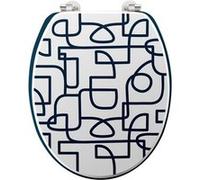 Douceur d'Intérieur – Abattant WC Labyrinthe Bleu – MDF imprimé, charnières métal 37,5 x 46 cm
