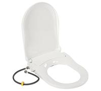 Abattant WC Japonais Non Électrique Forme D - Siège Toilette Bidet Mécanique Double Buse - Lunette Hygiénique sans Électricité Pression Eau Réglable 48x35x7.8cm Blanc