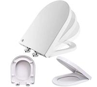 Abattant WC, Lunette WC fermeture en Douceur, D Forme Cuvette WC, Siège de toilette Fast Fixation, Charnière Réglable, Antibactériennes, Blanc