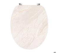 Tendance Abattant WC MDF 18 pouces façon marbre beige, 4 faces imprimées, attaches acier inoxydable