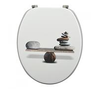 MSV - Lunette WC et Abattant Cœur MDF Spirit - Charnières Acier Inoxydable - Taupe - 42.5 x 36.5 x 5 cm - Design Intemporel - Résistant à l'humidité - Facile à nettoyer