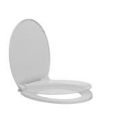 Abattant WC ovale gris clair 42,5 x 35 cm avec fermeture douce | Polypropylène robuste, charnières réglables, surface rayée, montage supérieur, convient aux toilettes standard