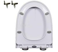 Abattant WC réglable à fermeture lente avec LiEasy Installat Quick Release - Ne se desserre jamais - Matériau PP - Design moderne blanc - 43 x 34 cm