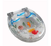 Abattant Wc, Résine antibactérienne, sièges de toilette de qualité supérieure, fermeture lente, libération rapide, fixation supérieure amovible en acier inoxydable-Hippocampe transparent dauphin