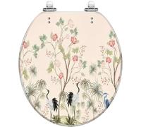 Abattant WC rond en résine sans couture avec charnières à dégagement rapide à fermeture silencieuse Motif carrelage marocain portugais Facile à nettoyer et à installer