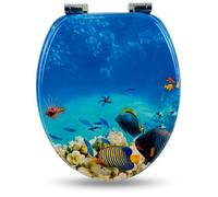 Abattant WC - SANFINO - Coral Reef - Bois MDF - Frein de chute - Antibactérien