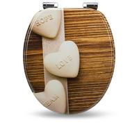 Abattant WC - SANFINO - Hearts - Bois MDF - Frein de chute - Antibactérien