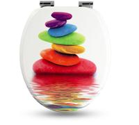 Abattant WC - SANFINO - Rainbow Stone - Bois MDF - Frein de chute - Antibactérien