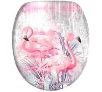 Abattant WC - SANILO - Soft close (frein de chute) - Motif Flamant - Rose - Fixation universelle