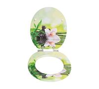 Abattant Wc, SINOBATH AntibactéRien Lunette Wc Bois avec Frein de Chute, Qualité Supérieure, Nombreux Motifs Colorés, Confortable, Installation Facile (orchids)