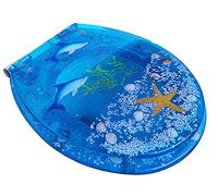 Abattant WC transparent avec fermeture lente et charnière en acier inoxydable | Hygiénique et confortable | Convient aux toilettes en forme de V/O/U