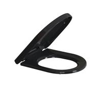 Abattant WC universel Déclipsable Noir Forme D en Polypropylène avec Frein de Chute Charnière Réglable Installation Facile