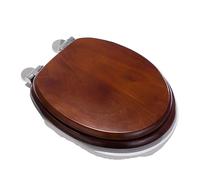 Abattant WC universel en bois massif pur, épais, à l'ancienne, type O/V/U, couleur noyer, accessoires de salle de bain(Walnut)