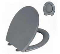 Abattant WC Universel Forme O avec Frein de Chute, YEAUPE PRO Lunette de Toilette noir Universelle，Design Antibactérien et Facile à Nettoyer, Peut Supporter 150 Kg, noir (Gris)