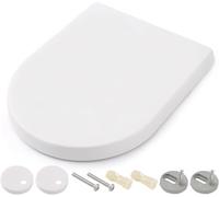 Abattant WC universel Himimi Fermeture amortie Abattant WC avec crochet rapide, montage rapide en plastique antibactérien blanc, en forme de D (450 x 361 x 53 mm)