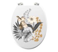 Abattant WC universel Kelly blanc 46 x 37,5 cm - MDF imprimé, charnières métal