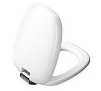 Abattant WC VitrA Plural 126-003-009 blanc brillant/chrome, avec mécanisme de fermeture amortie et fixation rapide.