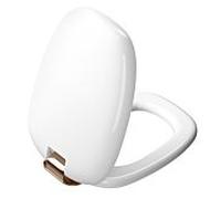 Abattant WC VitrA Plural 126-003-029 blanc brillant/cuivre, avec fermeture amortie et système de fixation rapide.