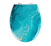 WENKO Abattant WC Stream avec Frein de Chute | Abattant WC clipsable avec Fixation INOX | Installation facile | Assise jusqu'à 350 kg |Thermoplast résistant et hygiénique| 37 x 44,5 cm | Bleu
