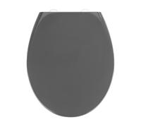 WENKO Abattant WC avec Frein de Chute, abattant WC clipsable avec Fixation INOX, Samos Gris, duroplast, 37,5 x 44,5 cm