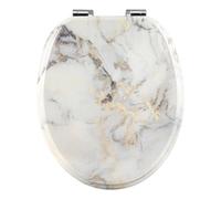 Abattant WC WOLTU en bois avec fermeture en douceur, lunette WC forme O avec charnières, fonction de déclipsage rapide pour un nettoyage facile