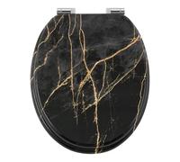 Abattant WC WOLTU en bois avec fermeture en douceur, lunette WC forme O avec charnières, fonction de déclipsage rapide pour un nettoyage facile