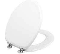 Wirquin 21230004 Abattant WC Woody en MDF blanc brillant avec charnières en inox, forme U