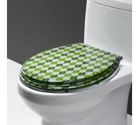 Abattants Wc Allongé à Fermeture Douce, Motif Marbre, Cuvette Toilette en Résine Robuste, Lunette Toilette Silencieux avec Pare-Chocs Antidérapants(Green)