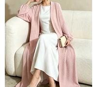Abaya à pois pour femmes, robe longue élégante et modeste de style arabe, cardigan maxi à manches longues de mode printemps/automne, abaya à pois rose clair/grise, vêtements arabes L,M,S,XLUnicoloreTi