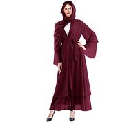 Abaya Femme Musulmane Dubai Caftan Marocain Tenue de Priere Robe avec Hijab Arabe Islamique Moyen Orient Jellaba Kabyle Takchita Longue Khimar Ramadan Aïd Modanisa Soiree Mariage Bordeaux M