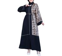 Abaya Modeste pour Femme avec Fermeture éclair et Ceinture Taille Musulmanes Turques à Manches Longues, Islamique élégante (FR/ES, Alpha/Lettres, TG, Taille Normale, Taille Normale, Tiger)