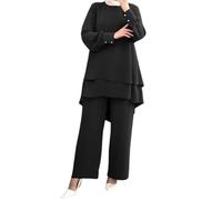 Abaya Musulman Ensemble 2 pièces haut à manches longues Robe et pantalon Corban Ramadan Tenue Moyen-Orient Dubaï Vêtements islamiques, Noir , L