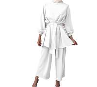 Abaya Musulman Ensemble 2 pièces pour femme avec chemisier et pantalon, 01, M