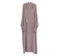 Abaya Robe à capuche à franges de couleur unie pour femme Style Moyen-Orient Dubaï Turquie Style décontracté élégant polyvalent, violet, M