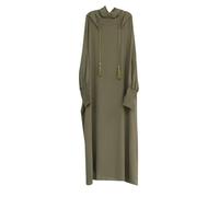 Abaya Robe à capuche à franges de couleur unie pour femme Style Moyen-Orient Dubaï Turquie Style décontracté élégant polyvalent, Vert, M