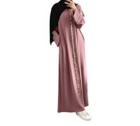 Abaya Robe de prière musulmane manches longues pour femme Robe de prière modeste Caftan longue Cadeau du Ramadan arabe 61 rose S