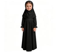Abaya Robe de prière musulmane Ramadan à manches longues pour enfant Caftan Hijab Islamique Dubaï Eid Deux pièces Longue Ceinture arabe #306B
