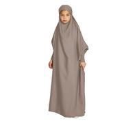 Abaya Robe hijab musulmane à manches dolman modeste pour filles - Caftan ample - Robe de prière ample pour le Ramadan Dubaï - Couleur unie - Légère - Robe de l'Aïd, kaki, 6-7 ans