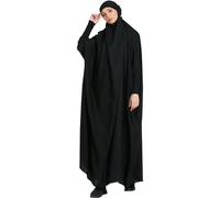 Abaya Robe pour femme 1 pièce Aïd Jilbab Vêtements de prière musulmanes humbles Abayas arabes Dubaï Salah Robe musulmane Jilbab, Noir , M/XL