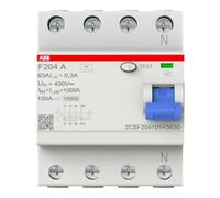 ABB Interrupteur de sécurité FI-RCD F204A-63/0,3 4 pôles
